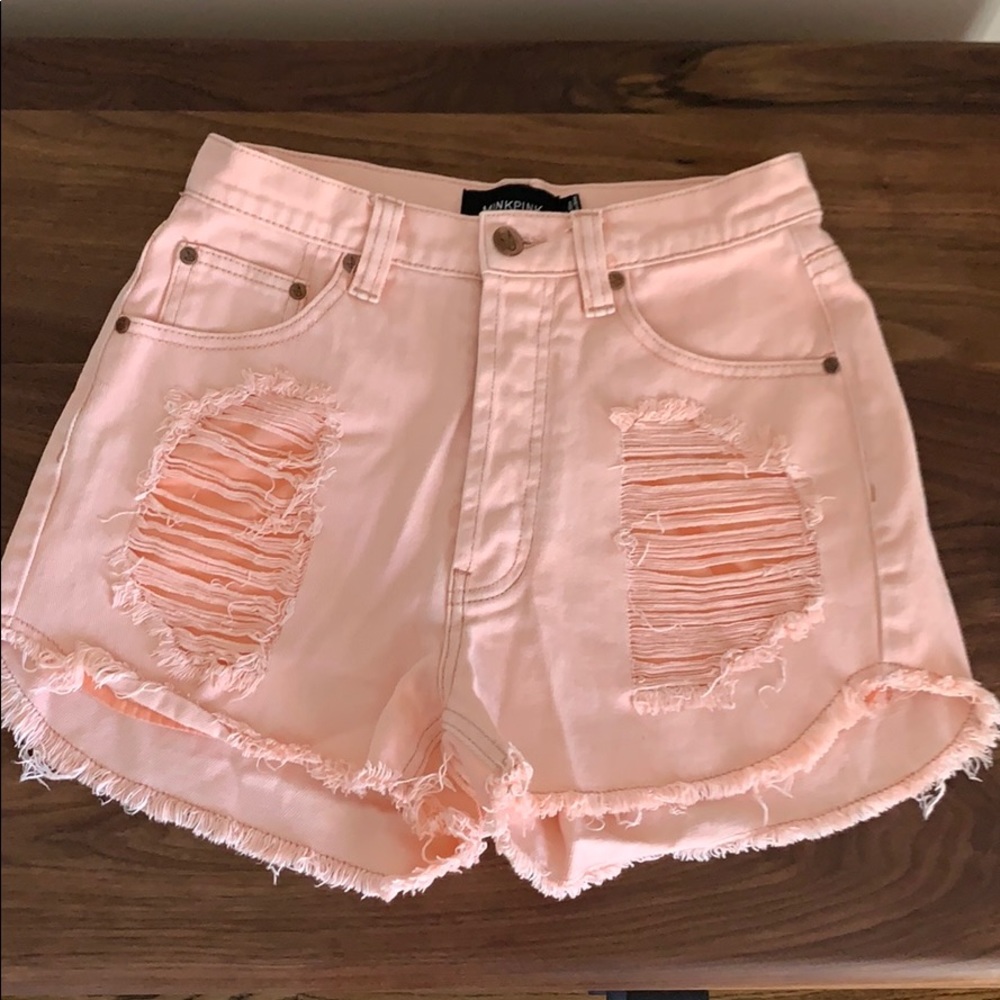 Minkpink High-Waisted Distressed Shorts